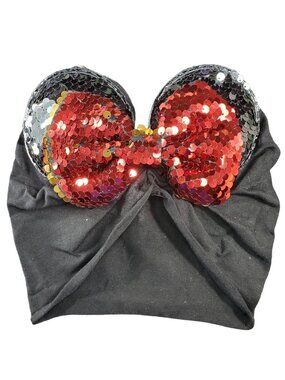 Minnie Mouse Turban Infant Ears Red Sequin Hair Bows Headband Hair Care Baby